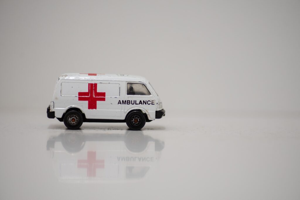 Close up shot of toy ambulance